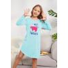Arshiner Girls Nightgowns Long Sleeve Print Pajamas Nightdress for Kids Soft Sleep Wear Nighties(Aqua Green/Alpaca)