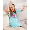 Arshiner Girls Nightgowns Long Sleeve Print Pajamas Nightdress for Kids Soft Sleep Wear Nighties(Aqua Green/Alpaca)