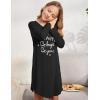 Arshiner Girls Nightgowns Long Sleeve Print Pajamas Nightdress for Kids Soft Sleep Wear Nighties(Black/Letter Graphic)