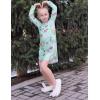 Arshiner Girls Nightgowns Long Sleeve Print Pajamas Nightdress for Kids Soft Sleep Wear Nighties(Blue Green Cartoon)