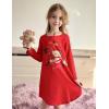 Arshiner Girls Nightgowns Long Sleeve Print Pajamas Nightdress for Kids Soft Sleep Wear Nighties(Christmas Teddy)