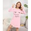 Arshiner Girls Nightgowns Long Sleeve Print Pajamas Nightdress for Kids Soft Sleep Wear Nighties(Pink/ Eyelash)