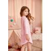 Arshiner Girls Nightgowns Long Sleeve Print Pajamas Nightdress for Kids Soft Sleep Wear Nighties(Pink/ Eyelash)