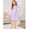 Arshiner Girls Nightgowns Long Sleeve Print Pajamas Nightdress for Kids Soft Sleep Wear Nighties(Purple/Happy Cat)