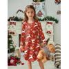 Arshiner Girls Nightgowns Long Sleeve Print Pajamas Nightdress for Kids Soft Sleep Wear Nighties(Red Christmas)