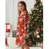 Arshiner Girls Nightgowns Long Sleeve Print Pajamas Nightdress for Kids Soft Sleep Wear Nighties(Red Christmas)