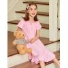Arshiner Girls Nightgowns Sleepwear Short Sleeve Victorian Pajama Dress Soft Princess Sleepshirt for 3-12 Years Kids(0-pink)