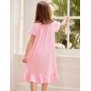 Arshiner Girls Nightgowns Sleepwear Short Sleeve Victorian Pajama Dress Soft Princess Sleepshirt for 3-12 Years Kids(0-pink)
