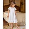 Arshiner Girls Nightgowns Sleepwear Short Sleeve Victorian Pajama Dress Soft Princess Sleepshirt for 3-12 Years Kids(0-white)