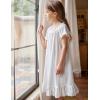 Arshiner Girls Nightgowns Sleepwear Short Sleeve Victorian Pajama Dress Soft Princess Sleepshirt for 3-12 Years Kids(0-white)