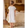 Arshiner Girls Nightgowns Sleepwear Short Sleeve Victorian Pajama Dress Soft Princess Sleepshirt for 3-12 Years Kids(0-white)