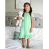 Arshiner Girls Nightgowns Sleepwear Short Sleeve Victorian Pajama Dress Soft Princess Sleepshirt for 3-12 Years Kids(Aqua Green)