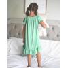 Arshiner Girls Nightgowns Sleepwear Short Sleeve Victorian Pajama Dress Soft Princess Sleepshirt for 3-12 Years Kids(Aqua Green)