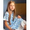 Arshiner Girls Nightgowns Sleepwear Short Sleeve Victorian Pajama Dress Soft Princess Sleepshirt for 3-12 Years Kids(Blue Flower)