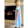 Arshiner Girls Nightgowns Sleepwear Short Sleeve Victorian Pajama Dress Soft Princess Sleepshirt for 3-12 Years Kids(Clear Blue)
