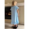 Arshiner Girls Nightgowns Sleepwear Short Sleeve Victorian Pajama Dress Soft Princess Sleepshirt for 3-12 Years Kids(Clear Blue)