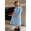 Arshiner Girls Nightgowns Sleepwear Short Sleeve Victorian Pajama Dress Soft Princess Sleepshirt for 3-12 Years Kids(Clear Blue)