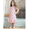 Arshiner Girls Nightgowns Sleepwear Short Sleeve Victorian Pajama Dress Soft Princess Sleepshirt for 3-12 Years Kids(Colorful Flowers)