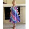 Arshiner Girls Nightgowns Sleepwear Short Sleeve Victorian Pajama Dress Soft Princess Sleepshirt for 3-12 Years Kids(Gradient Snowflakes)