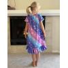 Arshiner Girls Nightgowns Sleepwear Short Sleeve Victorian Pajama Dress Soft Princess Sleepshirt for 3-12 Years Kids(Gradient Snowflakes)