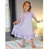 Arshiner Girls Nightgowns Sleepwear Short Sleeve Victorian Pajama Dress Soft Princess Sleepshirt for 3-12 Years Kids(Light Purple)