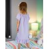 Arshiner Girls Nightgowns Sleepwear Short Sleeve Victorian Pajama Dress Soft Princess Sleepshirt for 3-12 Years Kids(Light Purple)