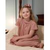 Arshiner Girls Nightgowns Sleepwear Short Sleeve Victorian Pajama Dress Soft Princess Sleepshirt for 3-12 Years Kids(Orange Pink)