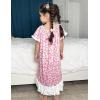 Arshiner Girls Nightgowns Sleepwear Short Sleeve Victorian Pajama Dress Soft Princess Sleepshirt for 3-12 Years Kids(Pink Flower)