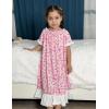Arshiner Girls Nightgowns Sleepwear Short Sleeve Victorian Pajama Dress Soft Princess Sleepshirt for 3-12 Years Kids(Pink Flower)