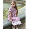 Arshiner Girls Nightgowns Sleepwear Short Sleeve Victorian Pajama Dress Soft Princess Sleepshirt for 3-12 Years Kids(Purple Flowers)