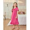 Arshiner Girls Nightgowns Sleepwear Short Sleeve Victorian Pajama Dress Soft Princess Sleepshirt for 3-12 Years Kids(Rose Red)