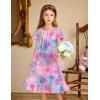 Arshiner Girls Nightgowns Sleepwear Short Sleeve Victorian Pajama Dress Soft Princess Sleepshirt for 3-12 Years Kids(Star Tye Die)