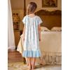 Arshiner Girls Nightgowns Sleepwear Short Sleeve Victorian Pajama Dress Soft Princess Sleepshirt for 3-12 Years Kids(White Flower)