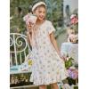 Arshiner Girls Nightgowns Sleepwear Short Sleeve Victorian Pajama Dress Soft Princess Sleepshirt for 3-12 Years Kids(White Print)