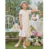 Arshiner Girls Nightgowns Sleepwear Short Sleeve Victorian Pajama Dress Soft Princess Sleepshirt for 3-12 Years Kids(White Print)