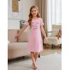 Arshiner Girls Nightgowns Summer Soft Cute Cartoon Print Pajama Sleep Dress for Kids 4-12 Years(A Pastel Pink/ Eyelash)