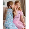 Arshiner Girls Nightgowns Summer Soft Cute Cartoon Print Pajama Sleep Dress for Kids 4-12 Years(A Pastel Pink/ Eyelash)