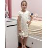 Arshiner Girls Nightgowns Summer Soft Cute Cartoon Print Pajama Sleep Dress for Kids 4-12 Years(Apricot Teddy)