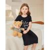 Arshiner Girls Nightgowns Summer Soft Cute Cartoon Print Pajama Sleep Dress for Kids 4-12 Years(Black/Letter Graphic)