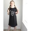 Arshiner Girls Nightgowns Summer Soft Cute Cartoon Print Pajama Sleep Dress for Kids 4-12 Years(Black/Letter Graphic)