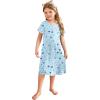 Arshiner Girls Nightgowns Summer Soft Cute Cartoon Print Pajama Sleep Dress for Kids 4-12 Years(Blue Star)