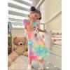 Arshiner Girls Nightgowns Summer Soft Cute Cartoon Print Pajama Sleep Dress for Kids 4-12 Years(Colorful Tie-dye)