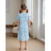 Arshiner Girls Nightgowns Summer Soft Cute Cartoon Print Pajama Sleep Dress for Kids 4-12 Years(Light Blue Animal Print)