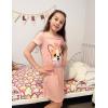 Arshiner Girls Nightgowns Summer Soft Cute Cartoon Print Pajama Sleep Dress for Kids 4-12 Years(Orange Pink Dog)