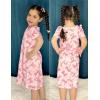 Arshiner Girls Nightgowns Summer Soft Cute Cartoon Print Pajama Sleep Dress for Kids 4-12 Years(Pink Bow)