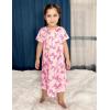 Arshiner Girls Nightgowns Summer Soft Cute Cartoon Print Pajama Sleep Dress for Kids 4-12 Years(Pink Bow)