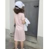 Arshiner Girls Nightgowns Summer Soft Cute Cartoon Print Pajama Sleep Dress for Kids 4-12 Years(Pink White Stripe)