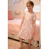 Arshiner Girls Nightgowns Summer Soft Cute Cartoon Print Pajama Sleep Dress for Kids 4-12 Years(Tie Dye Teddy)
