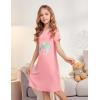 Arshiner Girls Nightgowns Summer Soft Cute Cartoon Print Pajama Sleep Dress for Kids 4-12 Years(Watermelon Red/Potted Cat)