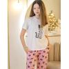 Arshiner Girls Pajama Set 3 Piece Short Sleeve Sleepwear Summer Soft Cute Pjs Outfits(Cat)